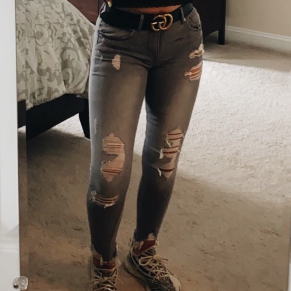 grey ripped express stretchy jeans size 2